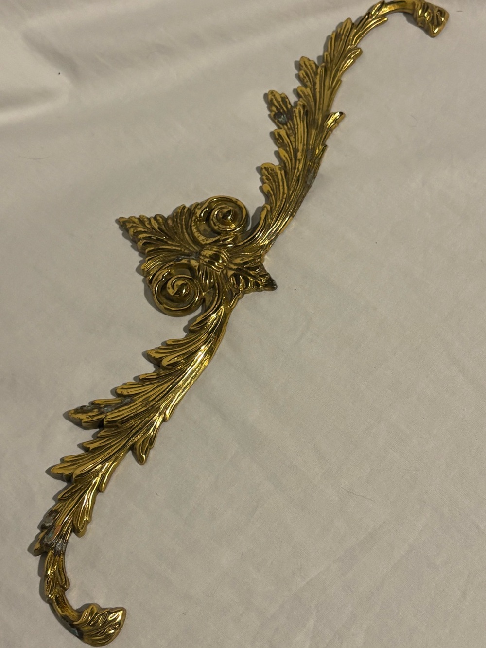 Vintage 16.5” Ornate Brass Furniture Applique Architectural Salvage